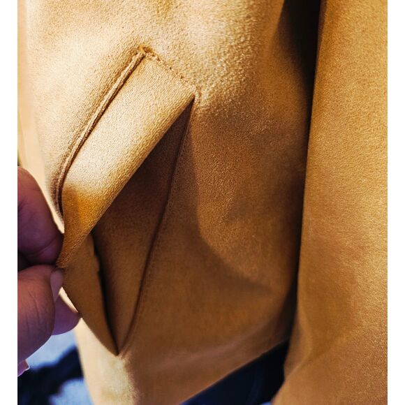 Trendy Chic Mustard Cropped Suede Moto Jacket By Philosophy Republic Size Small - Picture 4 of 9